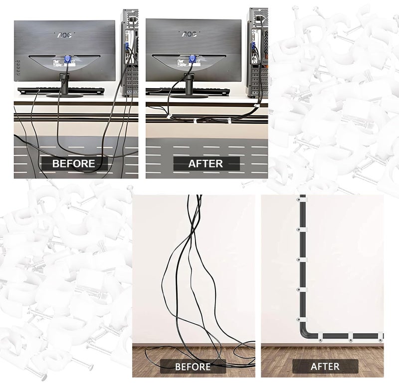 Duravel Electrical Cable Wire Round Clips with Steel Nails - Pack of 100 (4mm, White) - Image 4